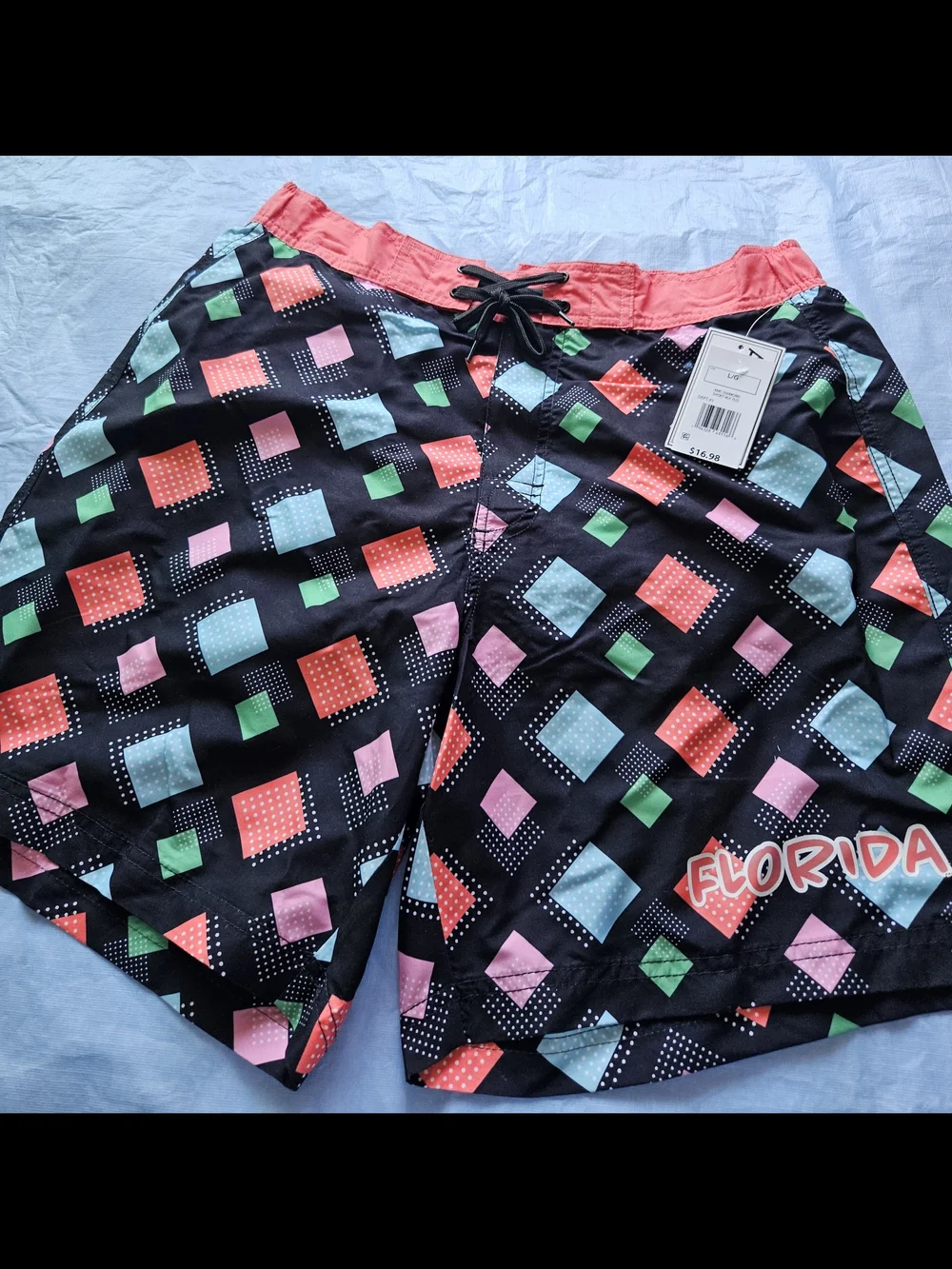 Florida Black Geometric Men’s Swim Trunks